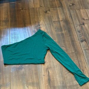 SHEIN Green Asymmetrical Crop Top